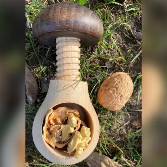 Casse Noix Gravé en Bois de Hêtre