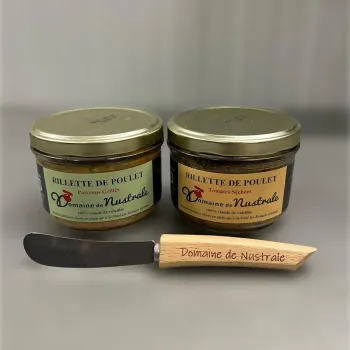 Coffret de 2 Rillettes de Poulet et couteau gravé
